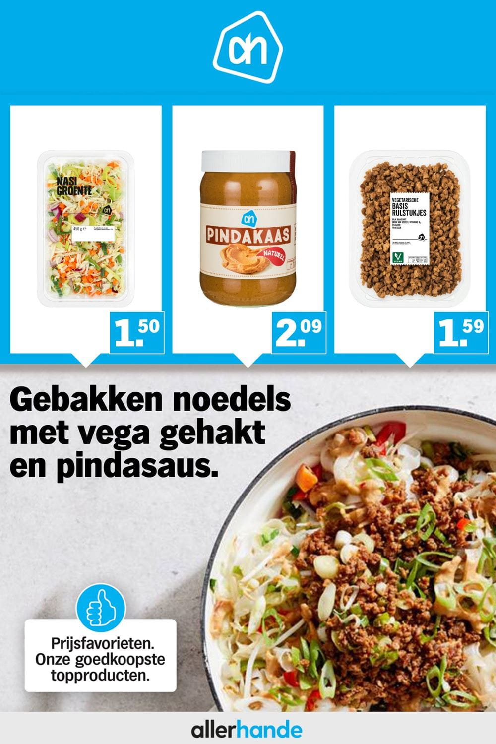 Noedels met vegagehakt en pindasaus - Recept - Allerhande - Albert Heijn